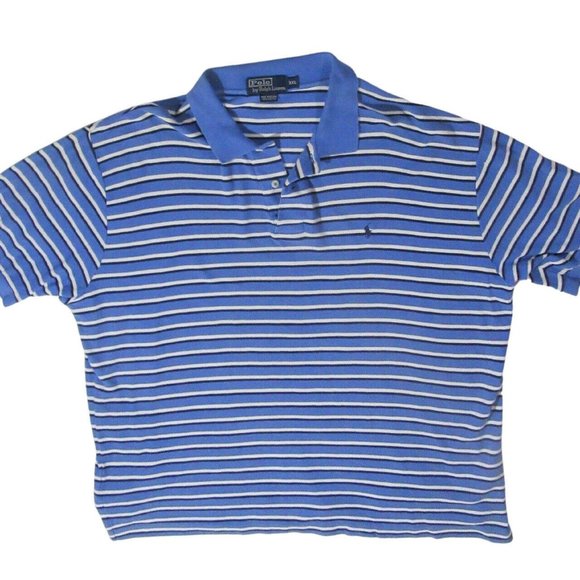Polo Ralph Lauren Men's Shirt Light Blue with Navy & White Stripes Size XX-Large - Picture 1 of 3
